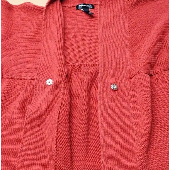 Banana Republic Brick Red Cardigan Womens Large Button 60s Style Flare Sweater - Picture 5 of 11